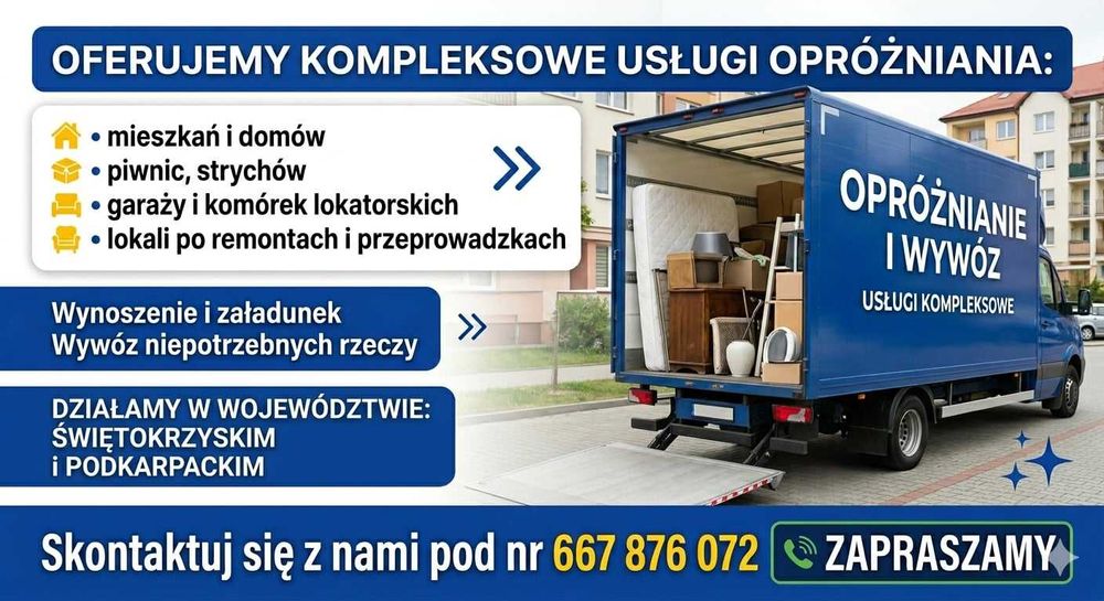 Opróżnianie mieszkań, domów, piwnic i garaży