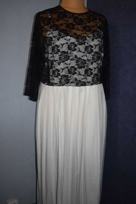 Shein Curve Pękna sukienka długa z koronką_48