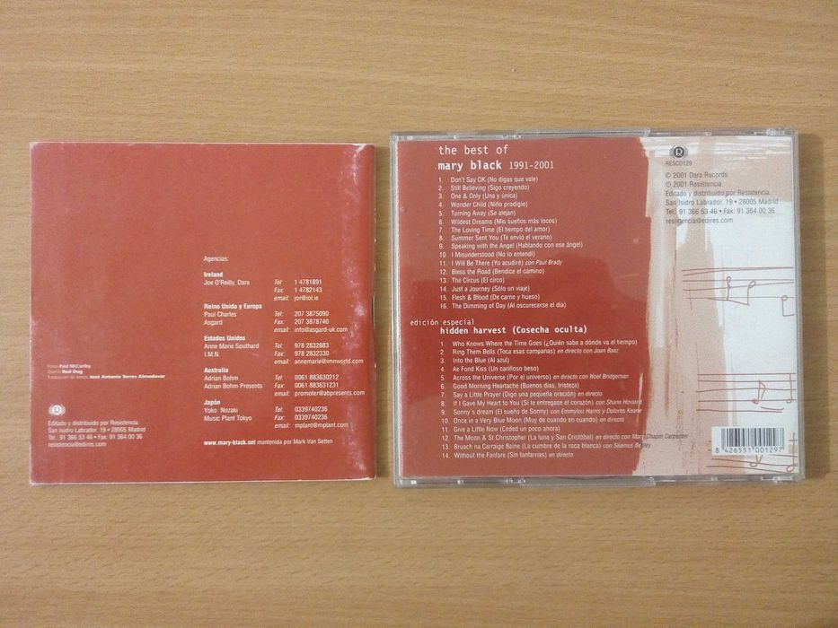 (   Reservado   ) MARY BLACK - The Best Of 91 a 01 Hidden Harvest 2xCD