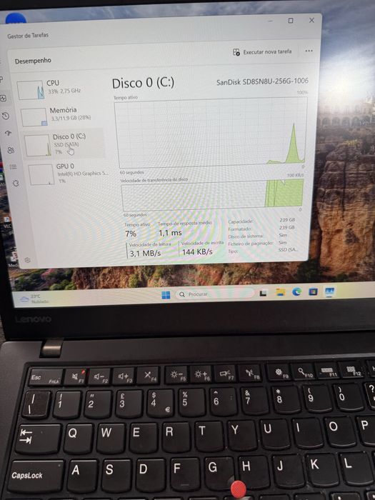 Portátil Lenovo T460s 14” i5 6th 12GB RAM 256GB SSD Dual Battery