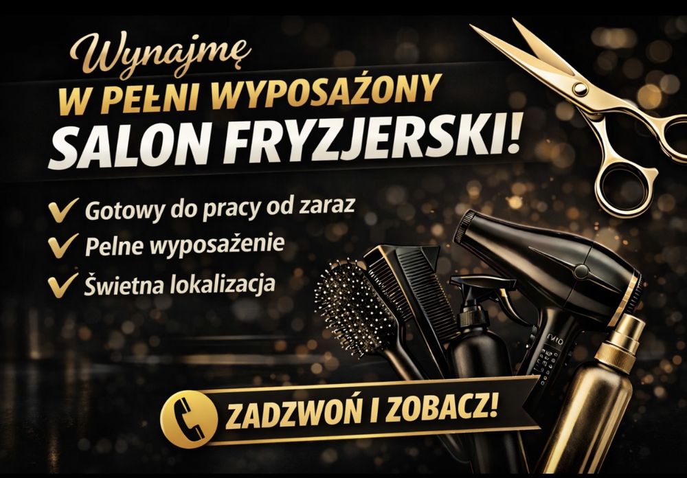 Wynajmę w pełni wyposażony salon fryzjerski