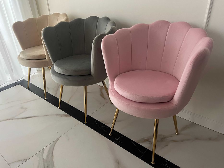 Krzesło muszelka tapicerowane różowe *PRODUCENT*