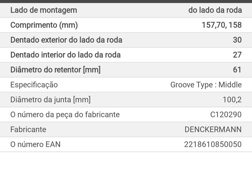 Ponteira Transmissão Alfa 159