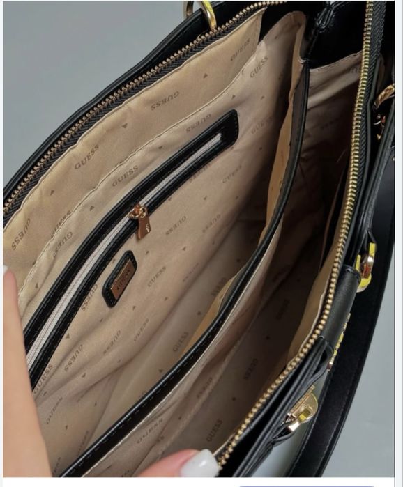 Шопер Guess чорний і сірий прінт