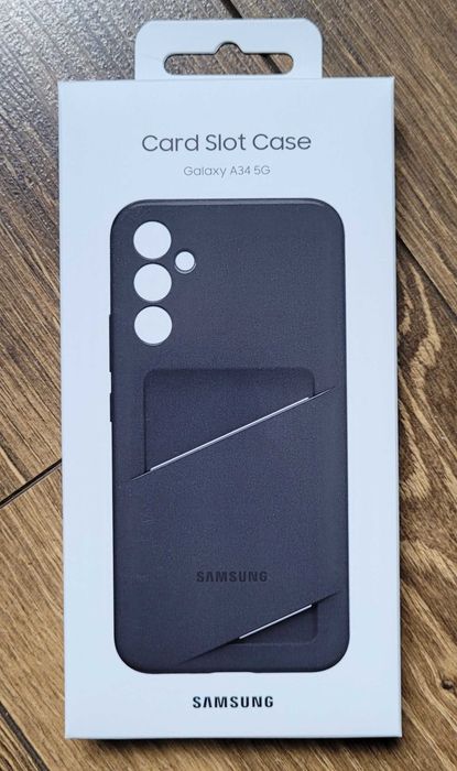 zestaw 2x Samsung etui plecki do Galaxy A34 5G czarne plastik z kieszonką NOWE