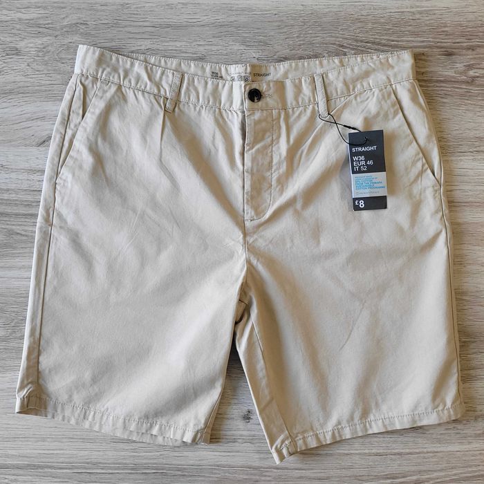 Нові PRIMARK розмір W36 EUR 46 IT 52 L-XL чоловічі шорти чіноси бермуди бежеві бавовняні 100% Cotton Denim Co