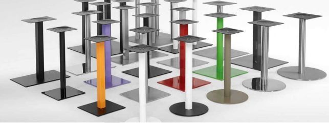 Estrutura metálica pé c/base redonda p/ tampos redondos/quadrados/reta