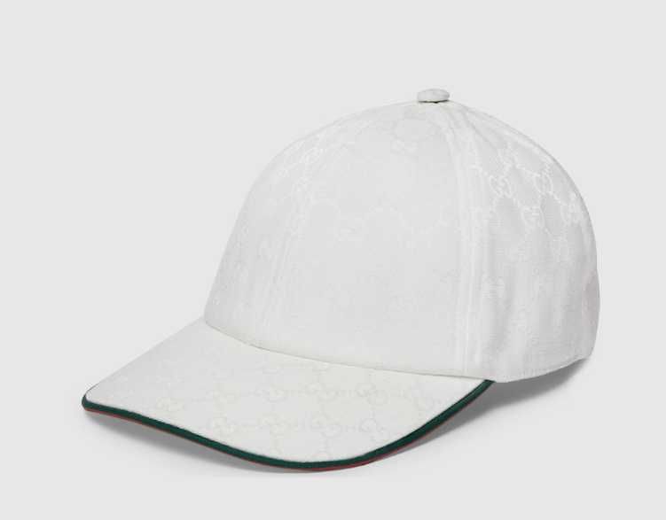 Biała czapka z daszkiem  Gucci GG Signature Baseball Cap