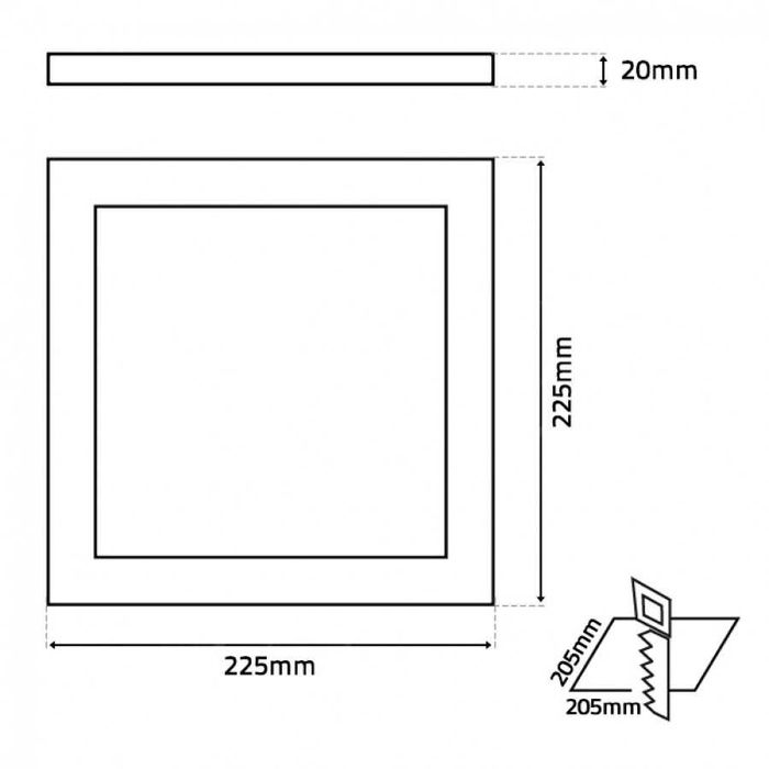 1x Painel LED 18W 1400lm 4000K L225 quadrado branco - LEDUP RIGEL