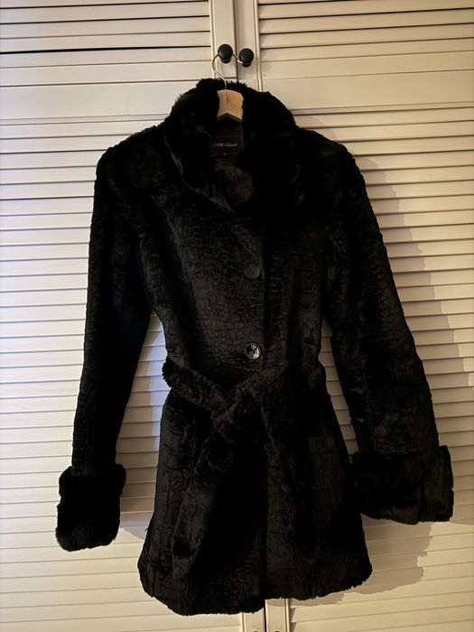 Elegancki płaszcz | Naturalne futro – królik rex | Ochnik | XS