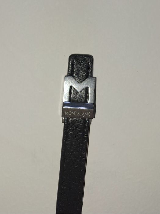 Pulseira Montblanc M logo Couro preto, Tamanho ajustável