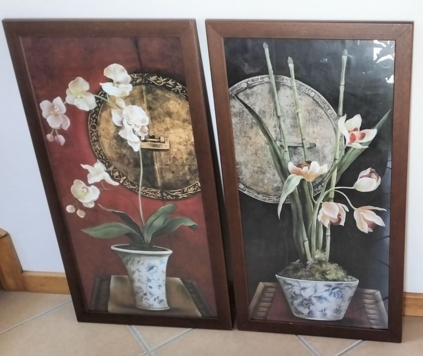 Dois quadro com flores clássico sala/hall