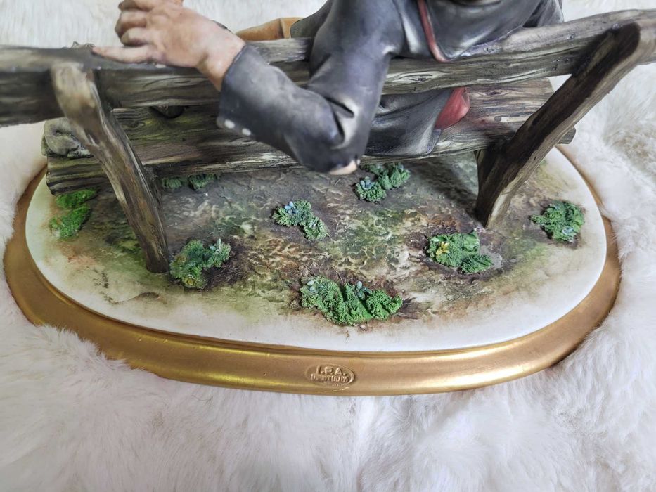 Stara Włoska figurka porcelanowa " Pan żul i kot"