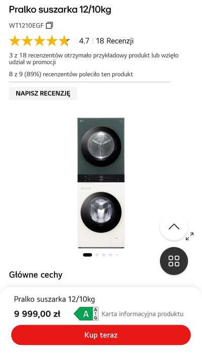 LG WashTower WT1210EGF 12/10 kg pralka suszarka