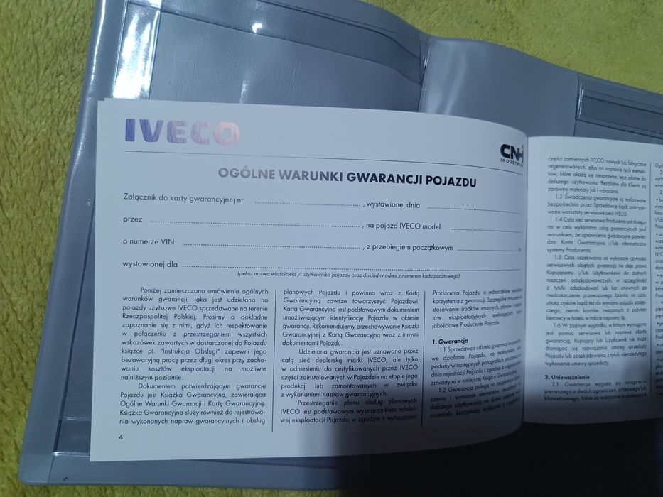 Książka gwarancyjna Iveco