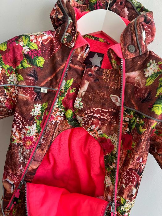 Molo kombinezon zimowy dziewczęcy ciepły we wzory sarny kaptur 86