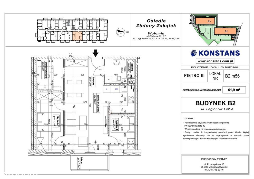 3-pokojowe mieszkanie 61m2 Bez Prowizji