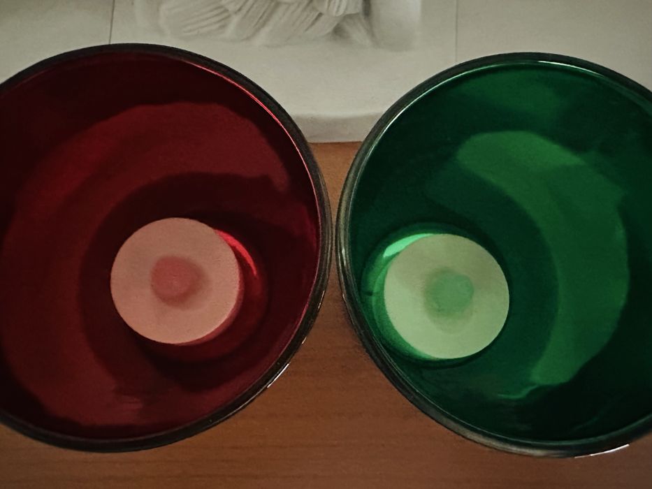 Dois castiçais vidro prateado Árvore Natal e Rena com vela eletrónica