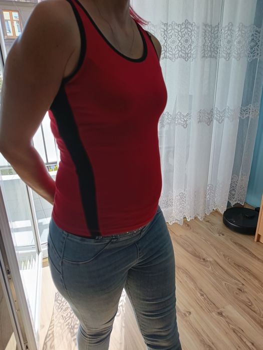 Top damski czerwono czarny
