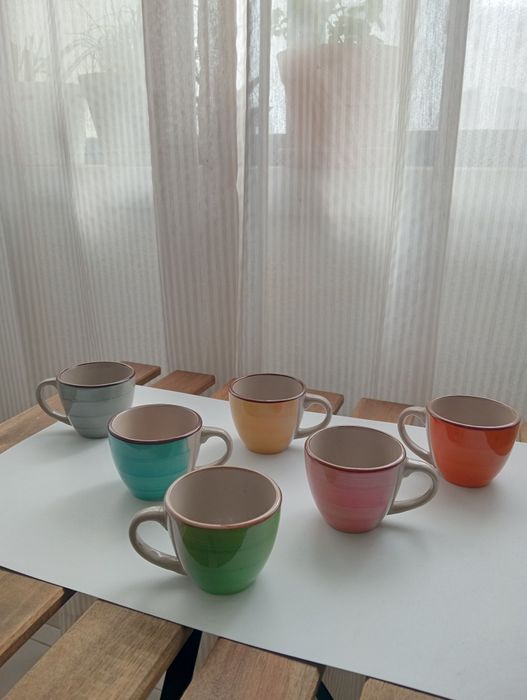 Conjunto 6 chavenas de porcelana coloridas | NOVAS