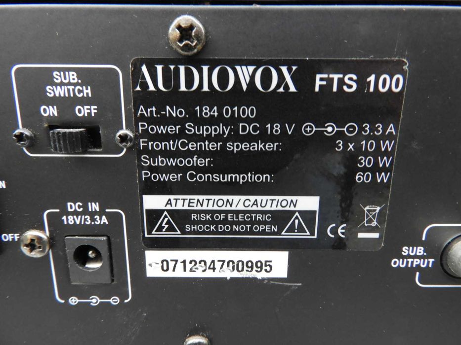 Soundbar Audiovox FTS 100 do naprawy lub na części