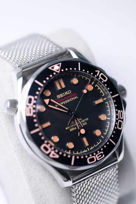 Zegarek Custom Mod Seamaster Black Orange 007 Seiko Mod