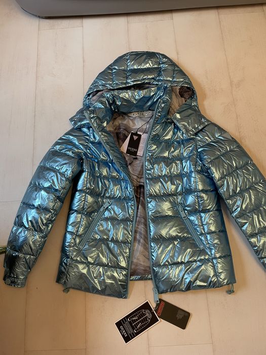 Zimowa kurtka marki Guess, metallic, niebieska, rozmiar S/M
