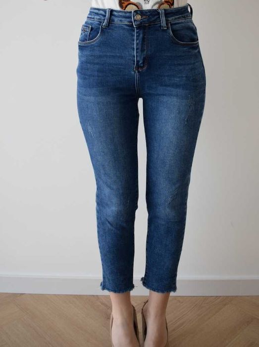 M.Sara denim collection 38 m l spodnie jeansy proste wysoki stan