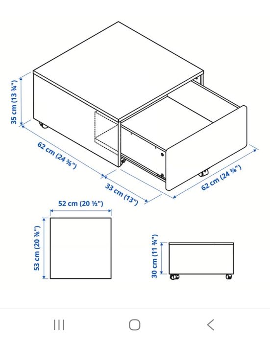 IKEA biała szafka na kółkach z szufladą 52x53 cm