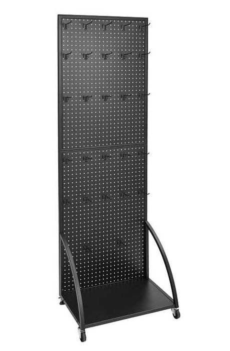 Expositor com pés e painéis perfurados SucceBuy, dimensões 60 x 177 cm, equipado com uma base móvel, inclui 30 ganchos
