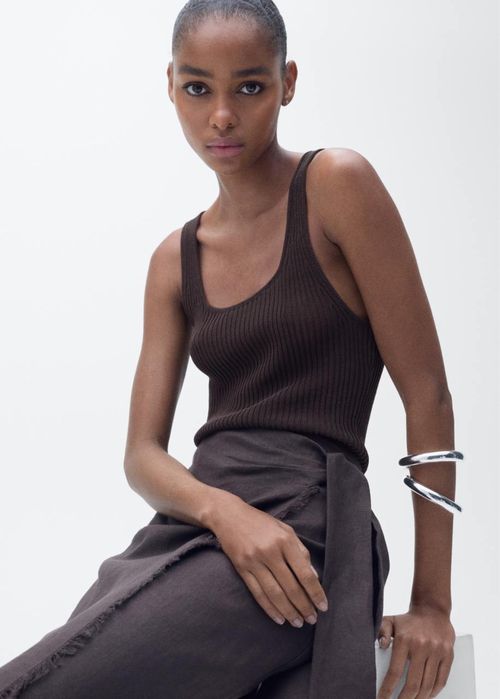 Майка mango коричнева