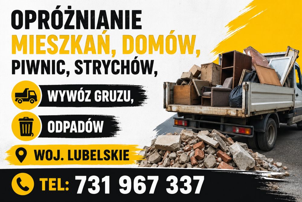Opróżnianie mieszkań, piwnic, domów, strychów, wywóz gruzu, mebli