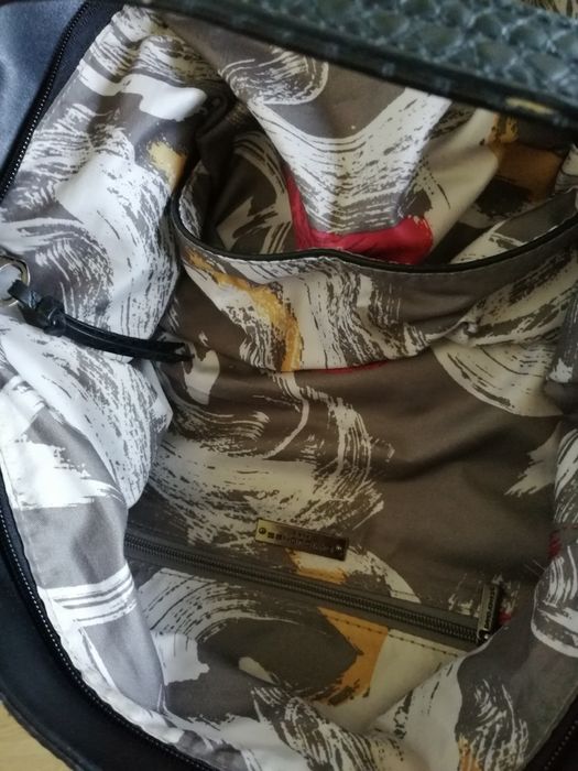 Torba duża czarna w szare cętki David Jones pasek 35cm