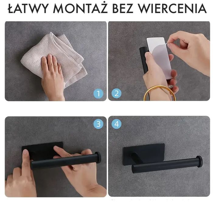 Zestaw wieszaków łazienkowych na ręczniki 5 elementów kol. czarny