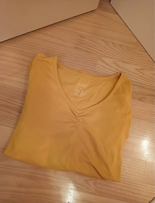 Esmara bluzka z długim rękawem w kolorze musztardowym, bawełniana