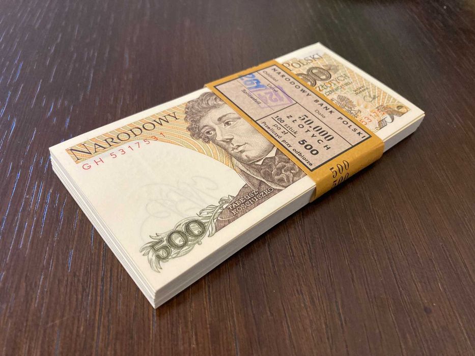 Paczka bankowa 500 zł PRL (100 szt.) oryginał UNC