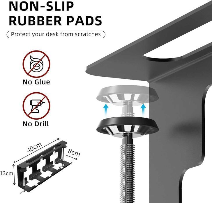 Organizer Półka Na Kable Maskownica Kabli Uchwyt Pod Biurko 40cm 2x