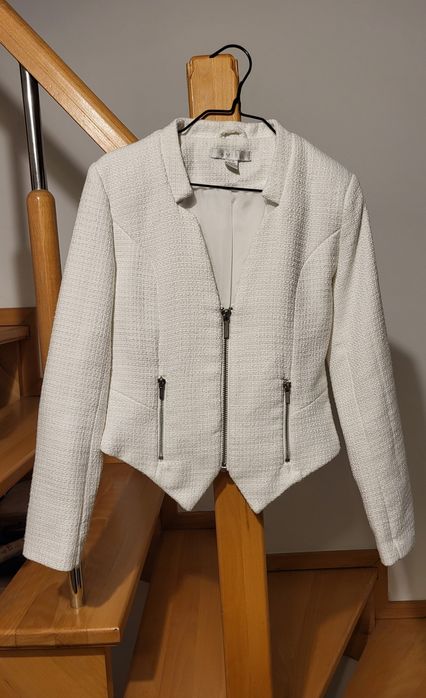 Żakiet strukturalny pudełkowy srebrne ekspresy M