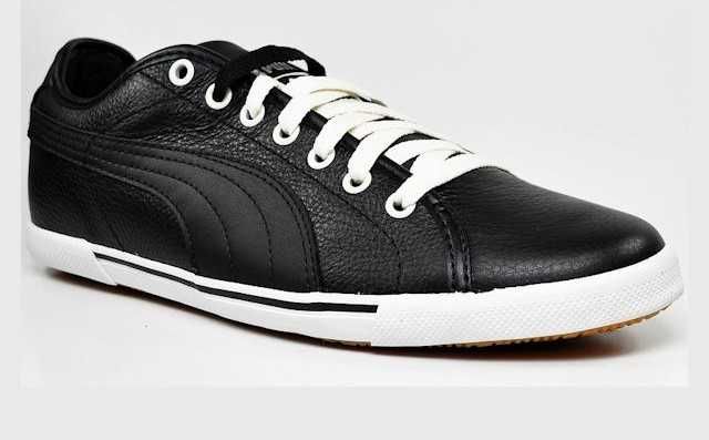 PUMA BENECIO- Męskie Skórzane Czarne Trampki Buty Sportowe 40 1/2