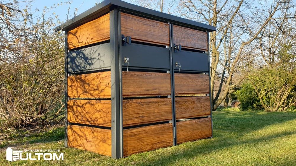 Wiata śmietnikowa blaszana, schowek