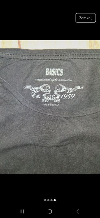 Czarna bluzka s basic prosta casual na codzień długi rękaw elastyczna
