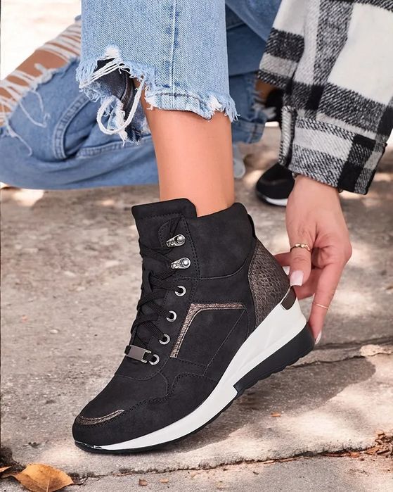 36 37 38 botki 39 40 41 sportowe na koturnie ze wstawkami skóra węża