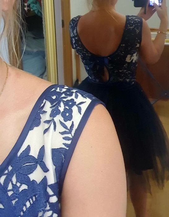 Sukienka na wesele tiulowa rozkloszowana koronkowa S