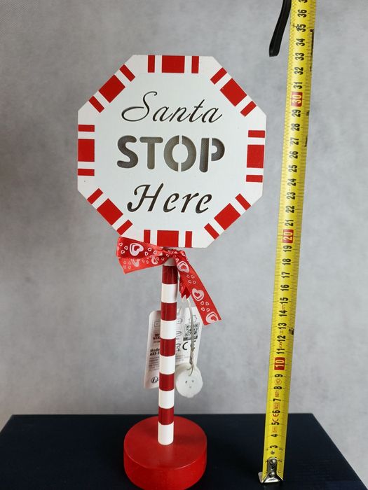 Nowy świecący napis drewniany „Santa Stop Here”