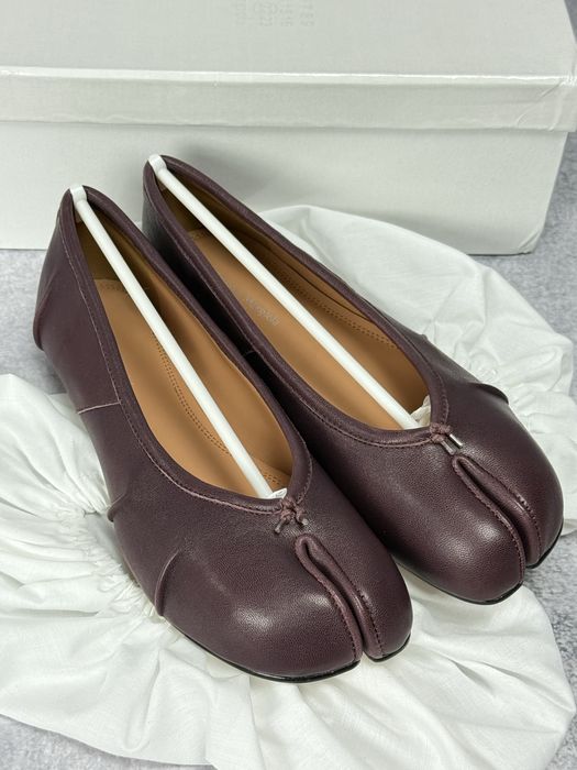 Maison Margiela ballet tabi flats бордовые балетки табі 38