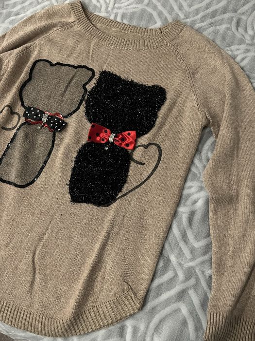 Camisola de lã castanha/bege