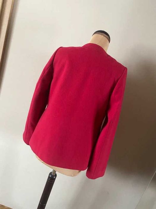 Neon roz plaszczyk krotki fuksja s m welna wool 36 38 wiosna