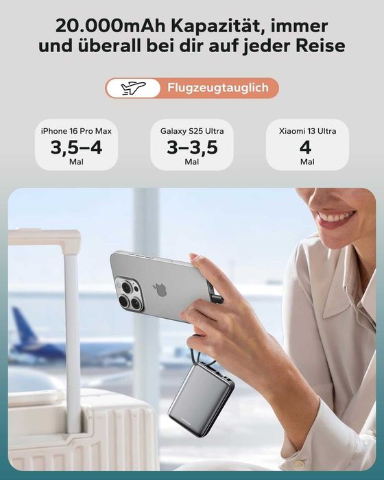 PowerBank 20000 mAh, 45 W, szybkie ładowanie do laptopa, Eazpower