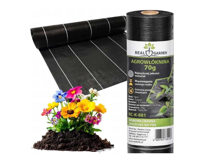 Agrowłóknina  70g 1,1x50m  Mata Antychwastowa Agrotkanina UV Ogrodowa