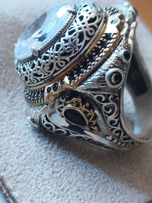 Огромныйсеребряный мужской перстень